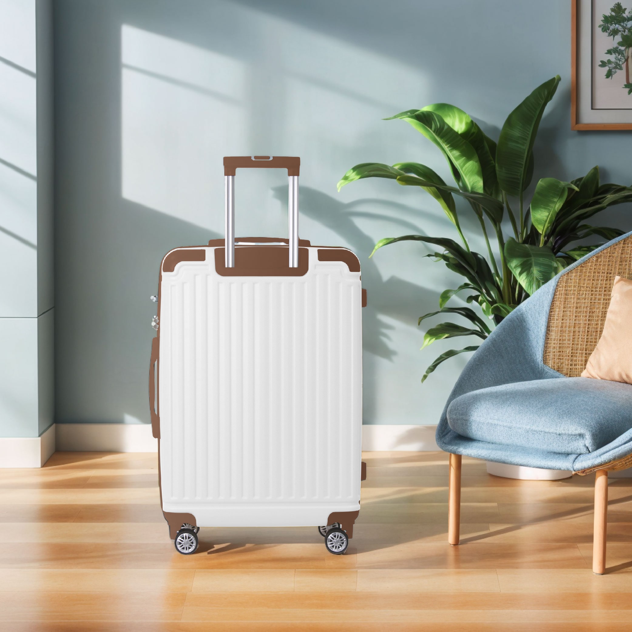 Brown 3-Piece Premium ABS Luggage Set-20", 24", And 28" Suitcases With Multi-Position Handle, Silent Spinner Wheels, And TSA-Approved Lock-Durable, Stylish, And Spacious Travel Gear_voghion.com